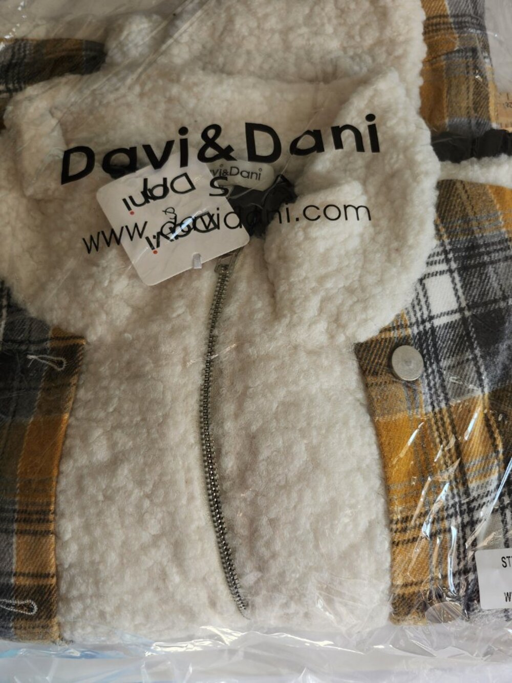 NWT Davi & Dani Oversized Plaid Sherpa Shacket Jacket Medium - Picture 7 of 12